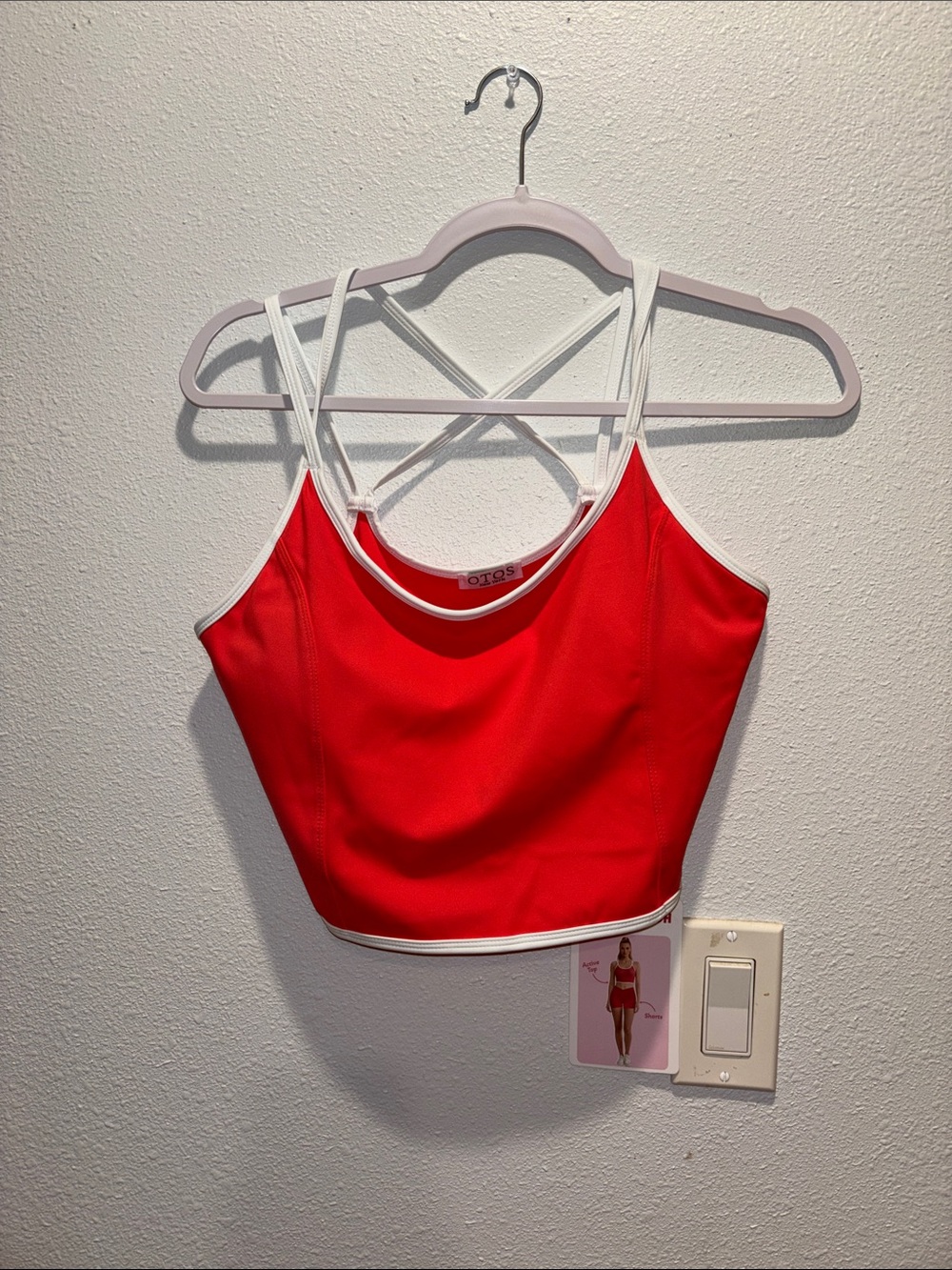 Red Strappy Crop Tank Top with White Trim - Unbranded